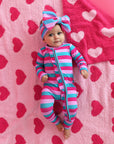 Maddie Stripe Ruffle Zip Bamboo Valentines Day
