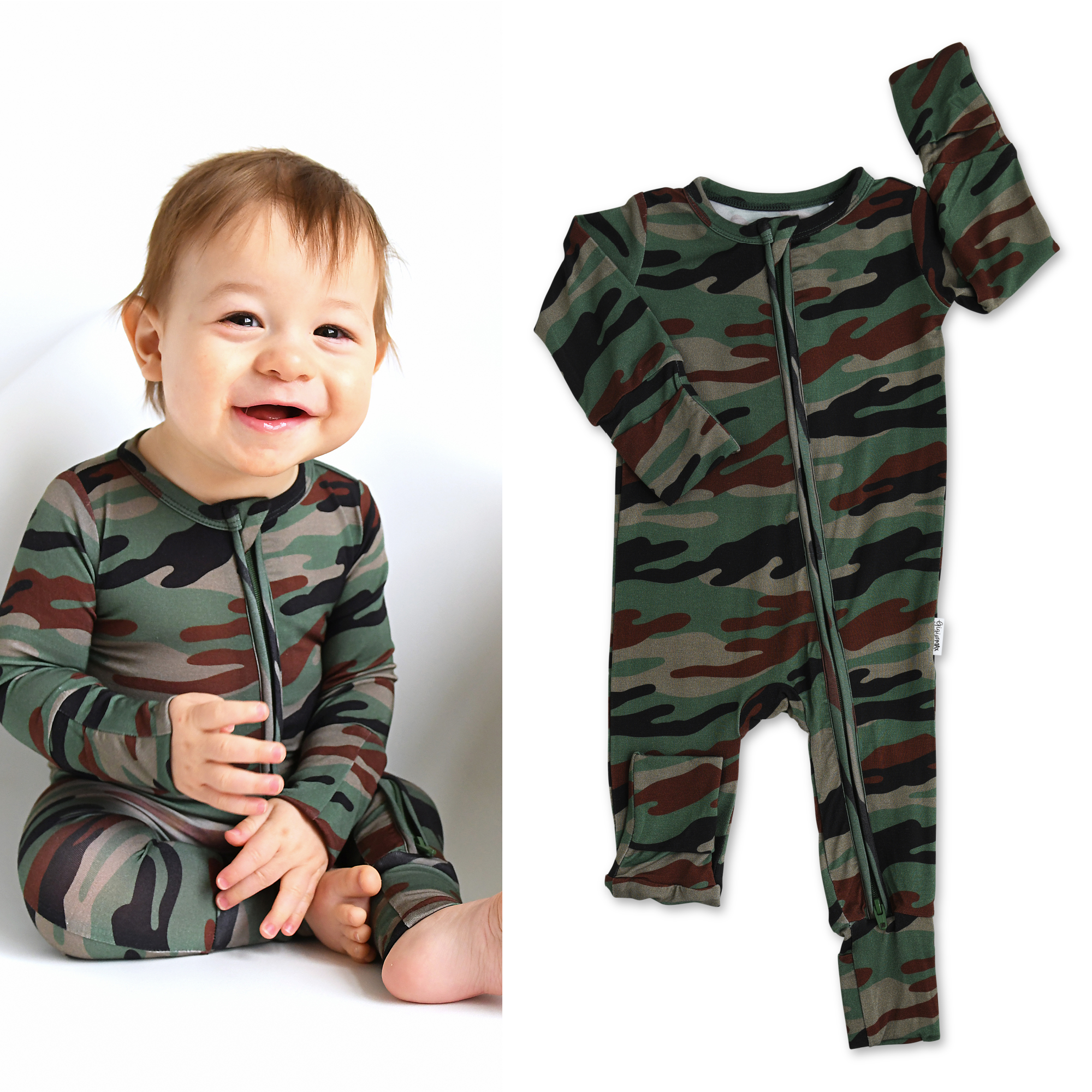Gigi and Max Camo Zip Romper