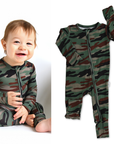 Bamboo Baby Pajama Sleepies Little Baby Zip Camo