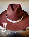 **Boho Western Felt Hat w/ Choice of Leather Hat Band w/ Turquoise Slab-Brown 980h