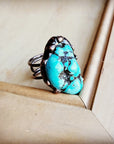 Blue Turquoise Ring set in Antique Copper 012w