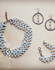 Western Copper Hoop Earrings w/ Glass Pearl Beads 217h