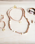 Frosted Sunstone & White Turquoise Long Layering Necklace 262o