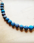 **Frosted Chrysocolla Beaded Necklace w/ Copper Pendant 258h
