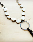 White Turquoise Chunky Necklace with Leather Tassel 225K