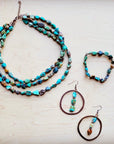 Genuine HuBei Natural Turquoise Beaded Bracelet w/ Copper 810g