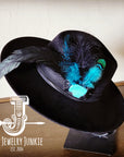 Boho Western Hat w/ Choice of Feather Hat Band-Black 982c
