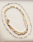 Matte Gold Large Chain Link Layering Necklace 255n