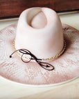 Matte Gold Chain Hat Band w/ Leather Tie 987i