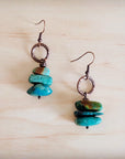 Natural Turquoise Stacked Gemstone Earrings 245q