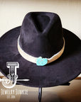 Boho Western Felt Hat w/ Choice of Leather Hat Band w/ Turquoise Slab-Black 980j
