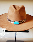 Boho Western Felt Hat w/ Choice of Leather Hat Band w/ Turquoise Slab-Tan 980k