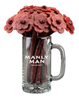 Manly Man Jerky Beef Flower Bouquet & Beer Mug