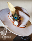 Boho Western Hat w/ Choice of Feather Hat Band-Bone 981z