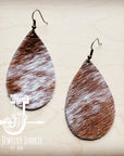 **Leather Teardrop Earrings Speckled Hair-on-Hide 214L
