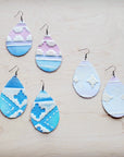 **Leather Teardrop Earring- Pastel Navajo 224y