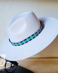 Blue Navajo Embossed Leather Hat Band Only 950a