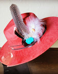 Boho Western Felt Hat w/ Choice of Turquoise Hat Accent-Rust 983a