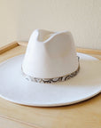 Sandy White Floral Embossed Leather Hat Band Only 951c