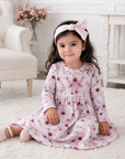 Watercolor Floral Girls Dress - Soft Bamboo Jersey