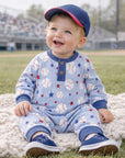 Grand Slam Bamboo Baseball Henley Romper for Baby Boys