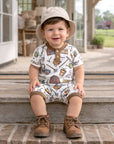 Farmer's Market Baby Boy Shortall Romper–Soft Bamboo
