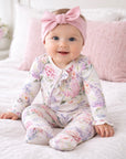 Dream Blossom Soft Bamboo Baby Girl Floral Zipper Romper