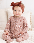 Wild Wrangler/Pink Bamboo Ruffle Zipper Romper - Western