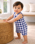 Picnic Plaid Soft Bamboo Sleeveless Baby Shortall Romper