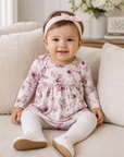 Watercolor Floral Skirted Baby Bodysuit - Bamboo