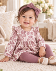 Floral Tapestry Baby Girl Set-Bamboo Top & Cotton Pants