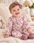 Floral Tapestry Zipper Romper - Bamboo Baby Girl Outfit