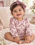 Floral Tapestry Baby Bodysuit - Long Sleeve Vintage Style