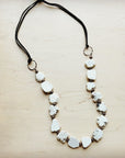 White Turquoise Slab Necklace with Leather Closure 228O