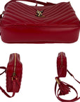 YVES SAINT LAURENT Matelasse Calfskin Lou Camera Red Crossbody Bag