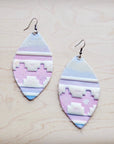 **Leather Oval Earring-Pastel Navajo 224v