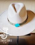 Boho Western Felt Hat w/ Choice of Leather Hat Band w/ Turquoise Slab-Bone 980i