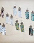 **Dream Catcher Earrings w/ Leather Fringe Turquoise Chateau 200ab