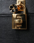 Dolce & Gabbana Black Lizard Embossed Double Box Bag
