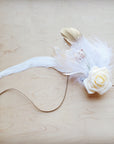 Boho Western Wedding Floral & Feather Bridal Hat in Brown 984m