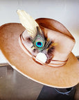 Boho Western Hat w/ Choice of Feather Hat Band-Tan 982f