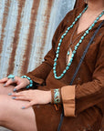 Long Boho Turquoise Beaded Necklace 248c