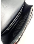 Saint Laurent Black Leather Sunset Wallet on a Chain Crocodile Embossed Bag