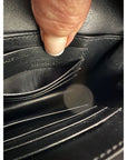 Saint Laurent Black Leather Sunset Wallet on a Chain Crocodile Embossed Bag
