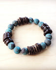 Natural American Turquoise and Wood Stretch Bracelet 811d