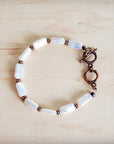 Genuine Rectangle Freshwater Pearl & Copper Bracelet 812c