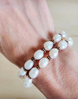 Freshwater Pearl & Copper Boho Beaded Double Strand Bracelet 811y