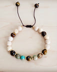 Genuine Jasper and Tigers Eye Beaded Bracelet 811t