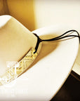 **Gold Aztec Embossed Leather Hat Band Only w/white Turq Slab 952a
