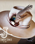 Boho Western Felt Hat w/ Choice of Turquoise Hat Accent-Bone 981c